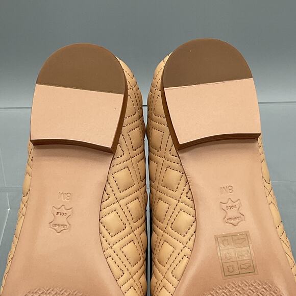 NEW Tory Burch Women’s Marion Quilted Leather Ballet Flats Light Oak Size 8M - Picture 9 of 10